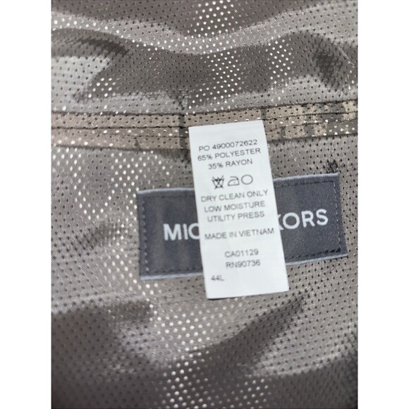 Mens 44L Michael Kors Tan Blue Houndstooth Suit Jacket Sport Coat - Picture 7 of 10